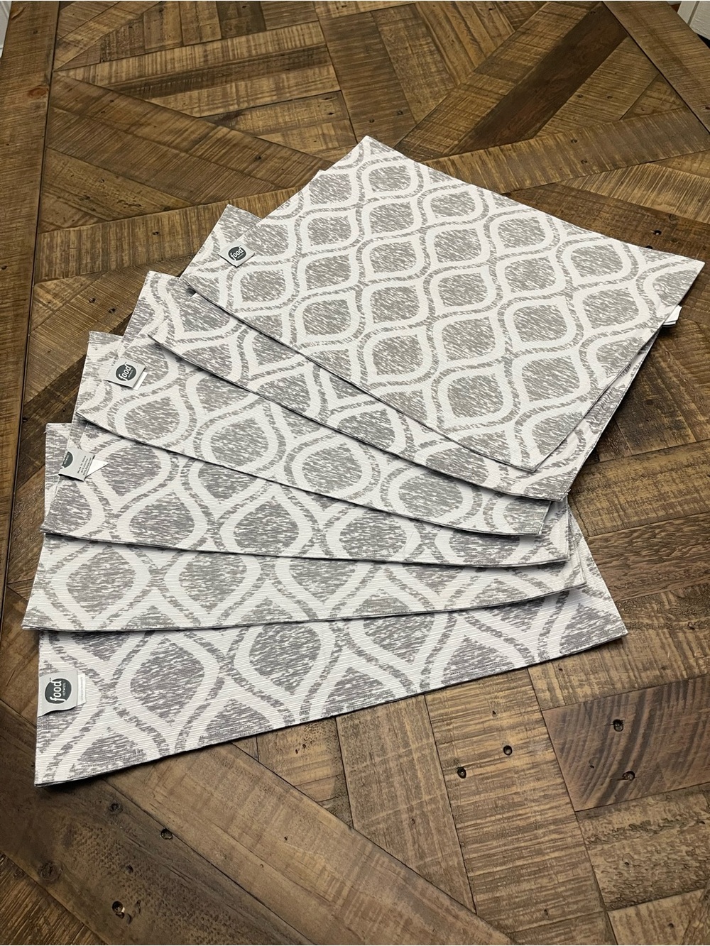 Food Network Gray & White Trellis Print Placemats – Set of 6 Modern Farmhouse